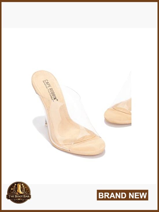 Amazon.com | Uniquelly Womens Pointed Toe Transparent High  Clear Peep Toe Stiletto Heels Slip On Dressy Pumps Rhinestone Detail Vegan